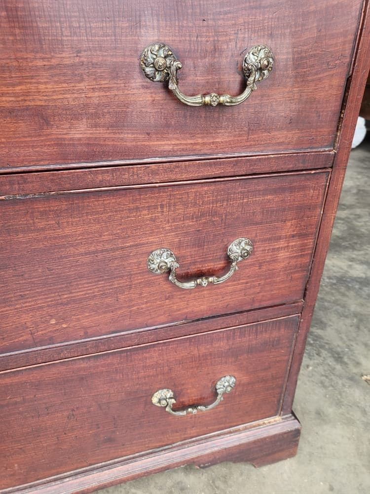 photo furniture Antique Victorian  2 Over 3 Chest Of Drawers Bracket Feet Brass Handles