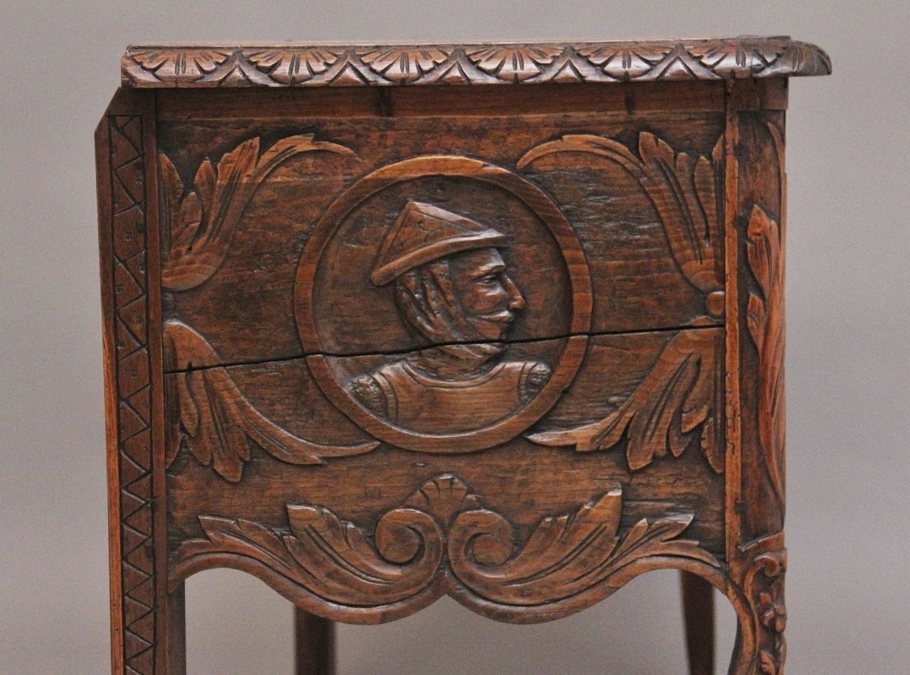 photo for sale Early 19th Century French Carved Oak Coffer