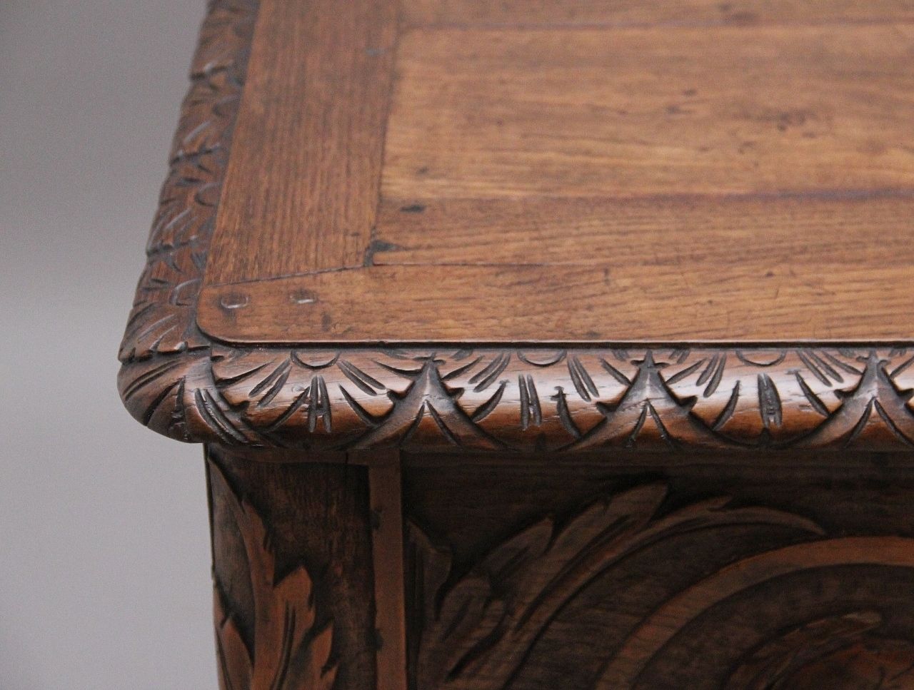 photo buy Early 19th Century French Carved Oak Coffer