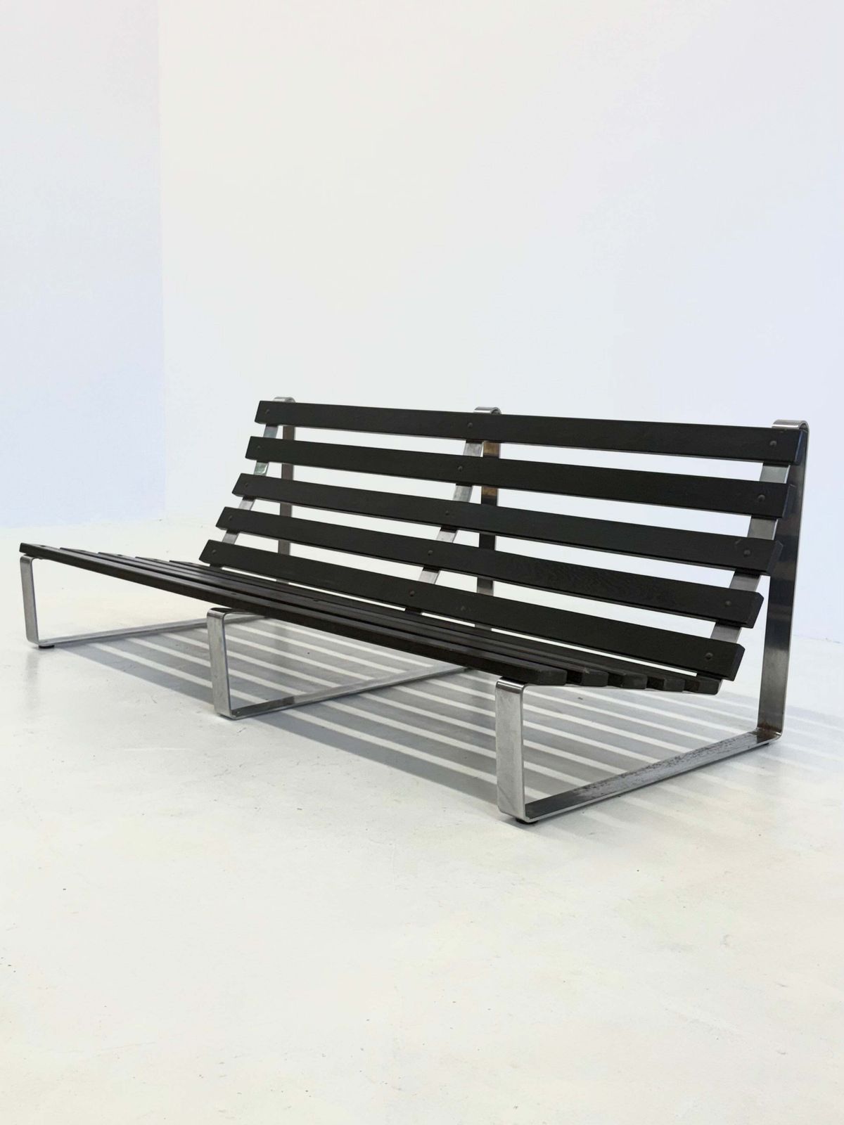 Vintage Slatted Bench By Kho Liang Ie For Artifort photo for sale