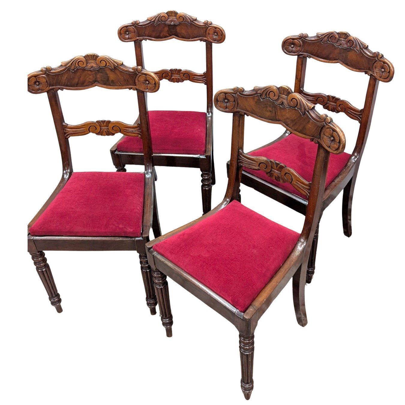 Carved Mahogany Chair, England, Late Regency / Early Victorian Period, Circa 1835 Set Of 4 photo furniture