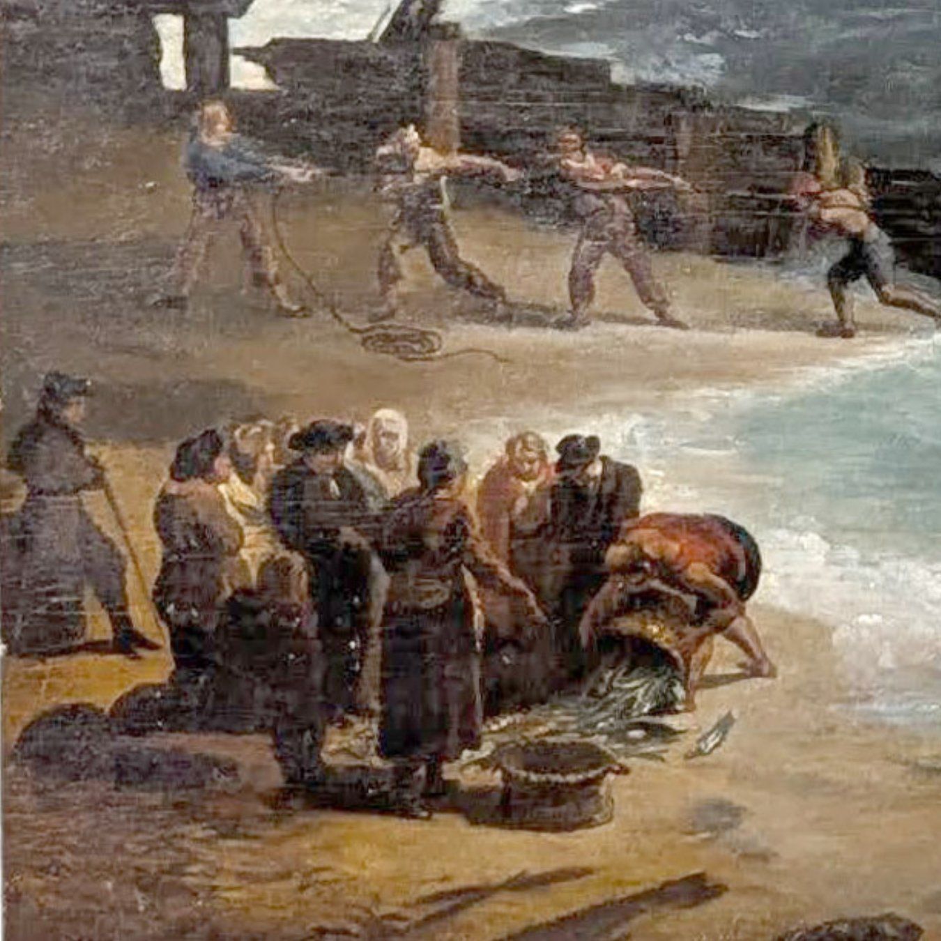 Oil On Panel, Early 19th Century Marine Scene Of Shipwreck photo Art