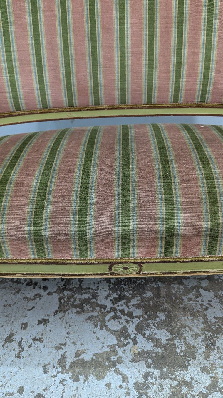 Directoire Style Sofa, Lacquered And Painted, With Green Velvet Top photo 1068.0