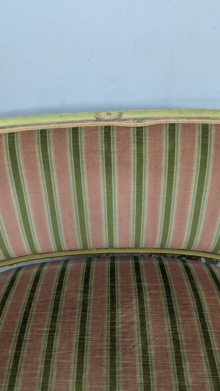 Directoire Style Sofa, Lacquered And Painted, With Green Velvet Top photo vinterior