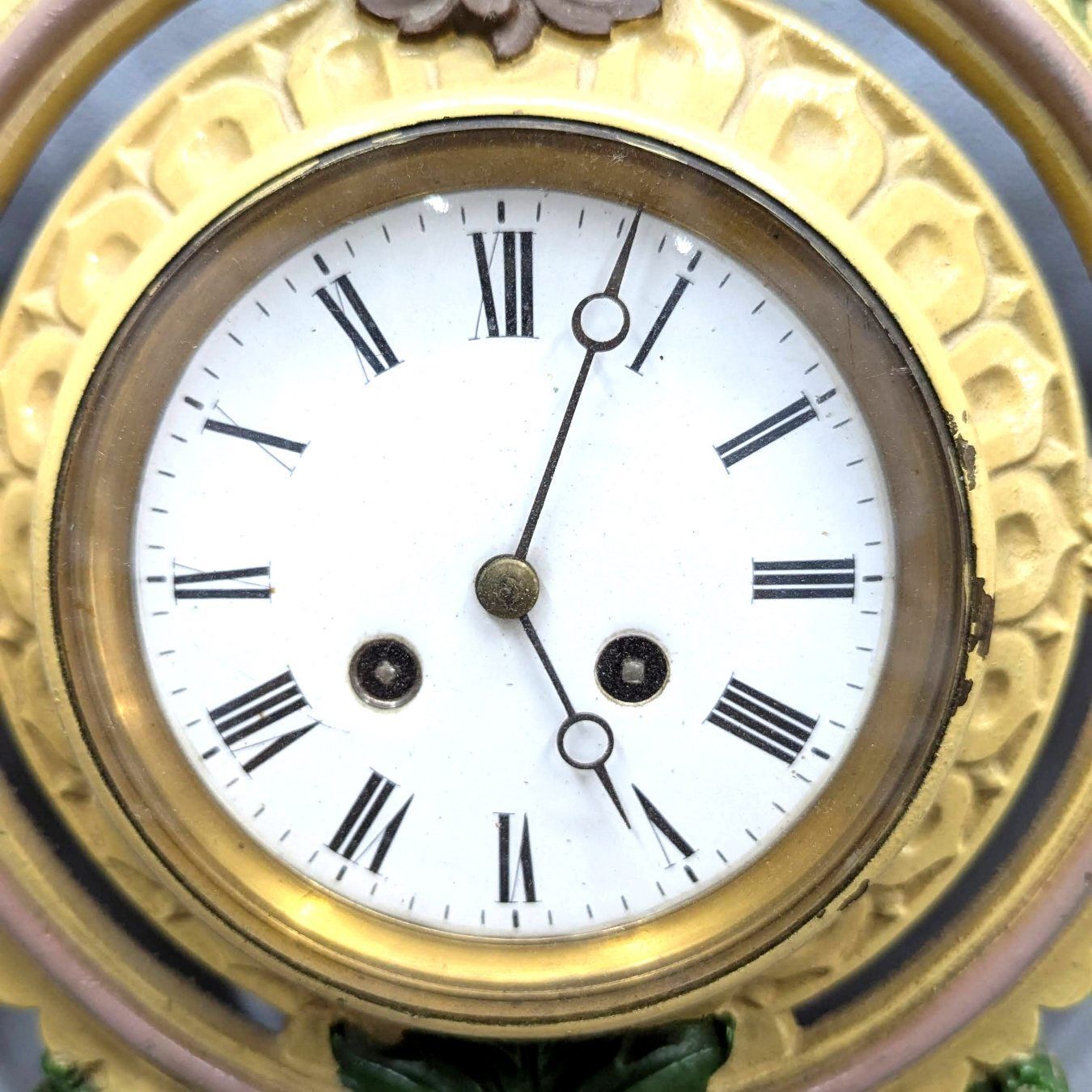 Painted Cast Iron Wall Clock, Parisian Movement – ​​France, Circa 1870 photo Home Decor