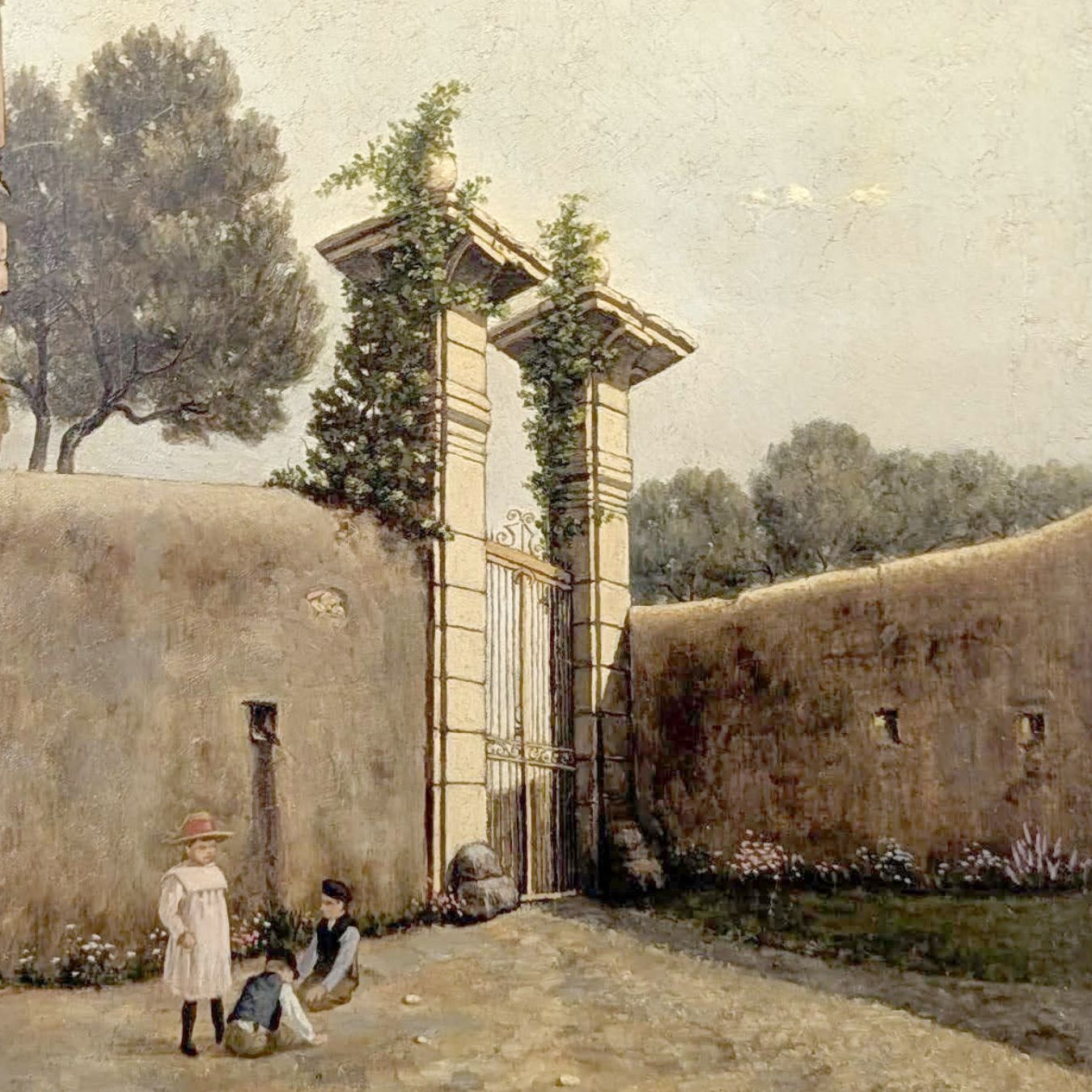 Oil Painting On Panel, 19th Century House Entrance photo furniture