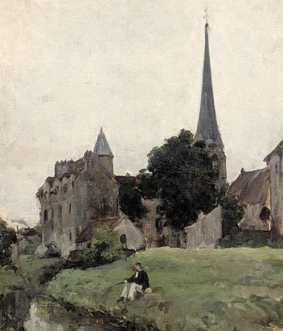 View Of A Village With Bell Towers, Rural France Signed photo furniture