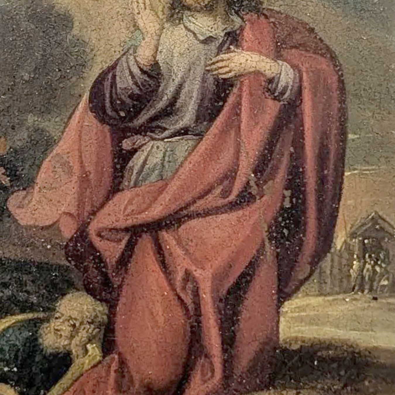 18th Century Religious Oil Painting On Canvas photo Art