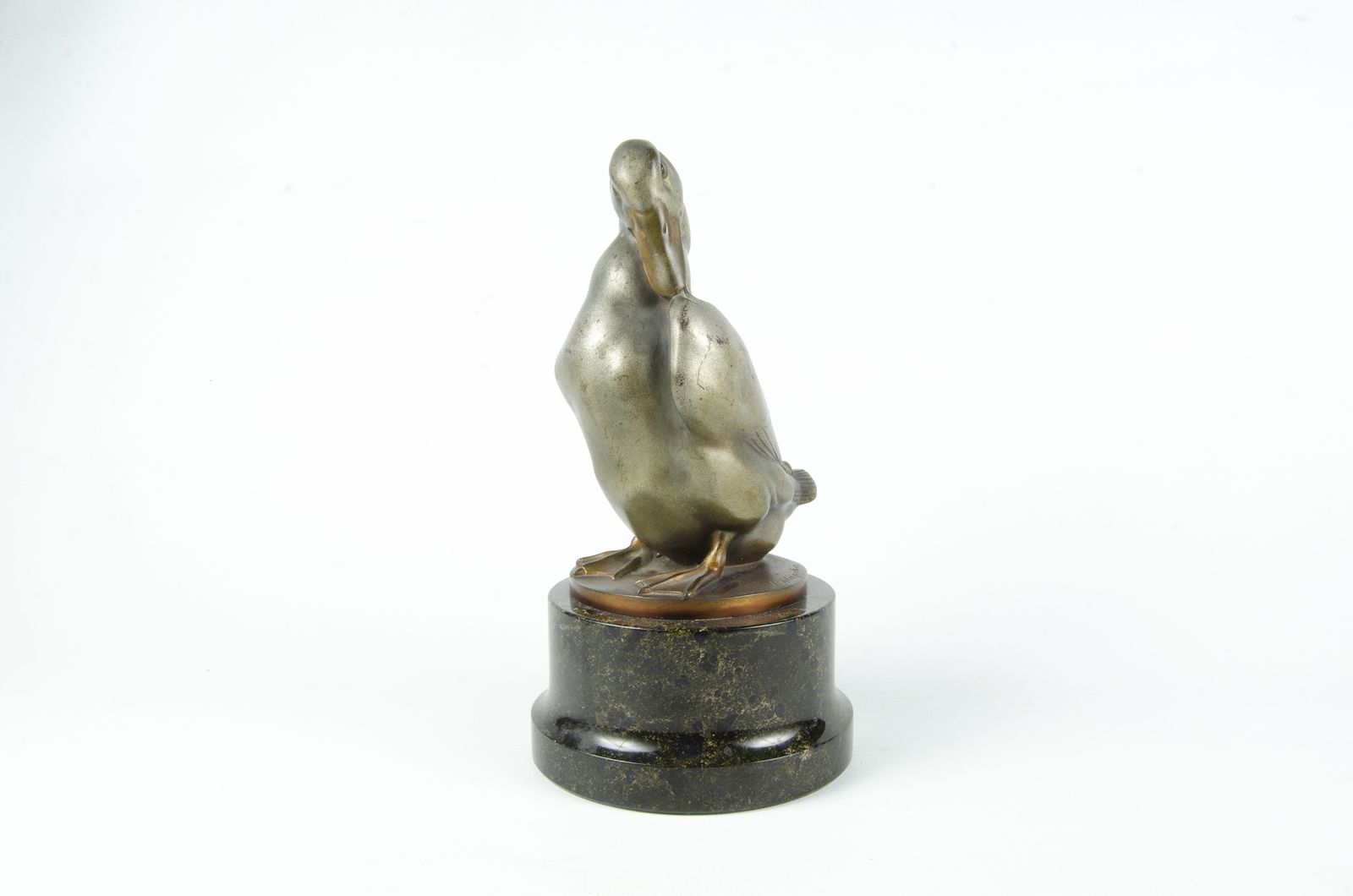 Early 20th Century Art Déco Patinated Bronze Sculpture Of Duck With Marble Base By Gerhard Schliepstein, Germany photo furniture