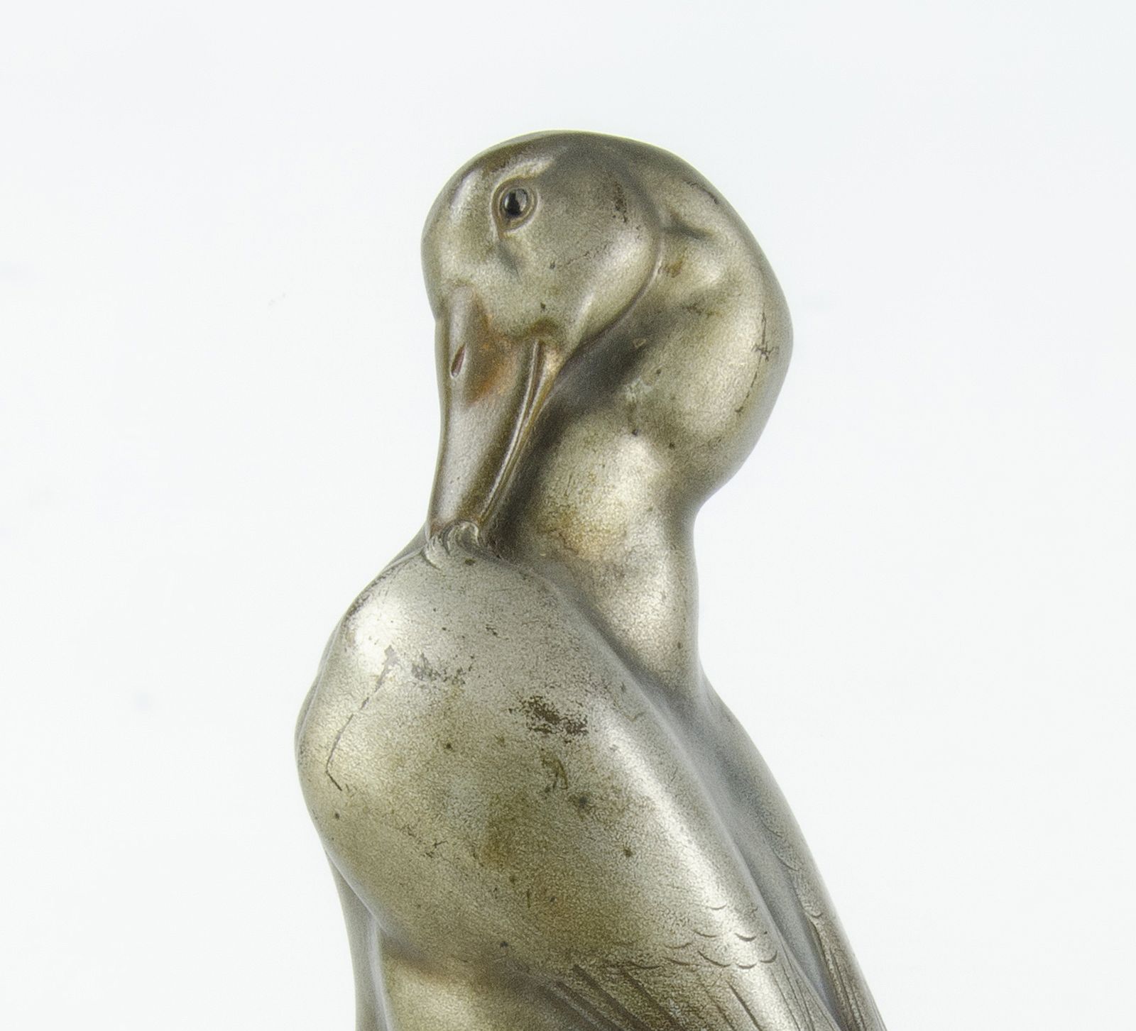 Early 20th Century Art Déco Patinated Bronze Sculpture Of Duck With Marble Base By Gerhard Schliepstein, Germany photo Art
