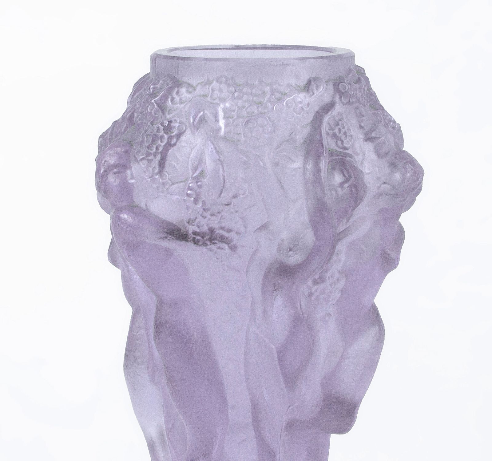 Art Déco Czech Translucent Pinkish Art Glass Small Vase Decorated With Nude Figures From The 'Ingrid' Collection By Curt Schlevogt photo vinterior