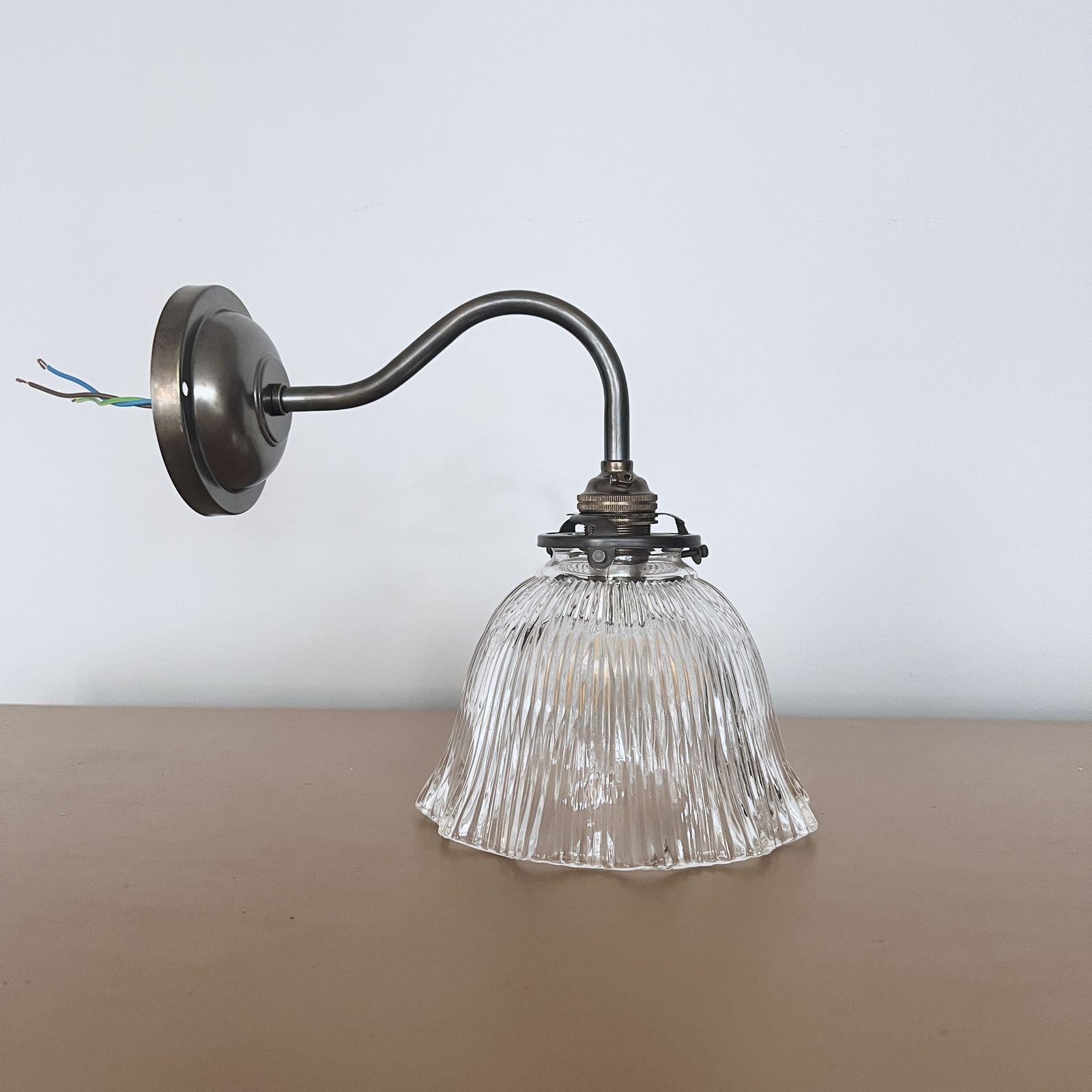 Frilled Holophane Glass Wall Light