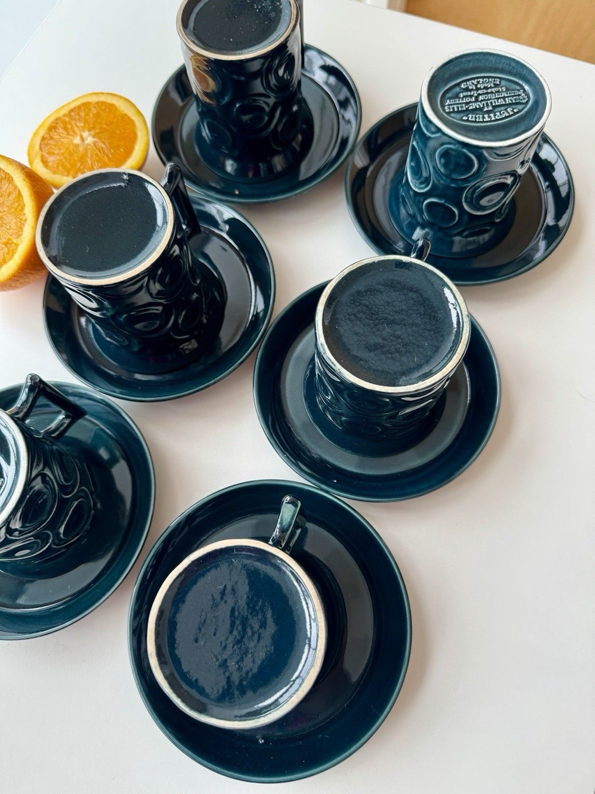 photo furniture 6 1960s Portmeirion Blue Jupiter Coffee Cups & Saucers By Susan Williams Ellis