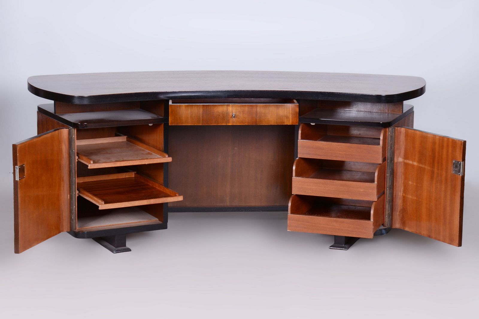 Restored Art Deco Writing Desk, By J. Divíšek, Repolished, Walnut, Czech, 1930s photo buy
