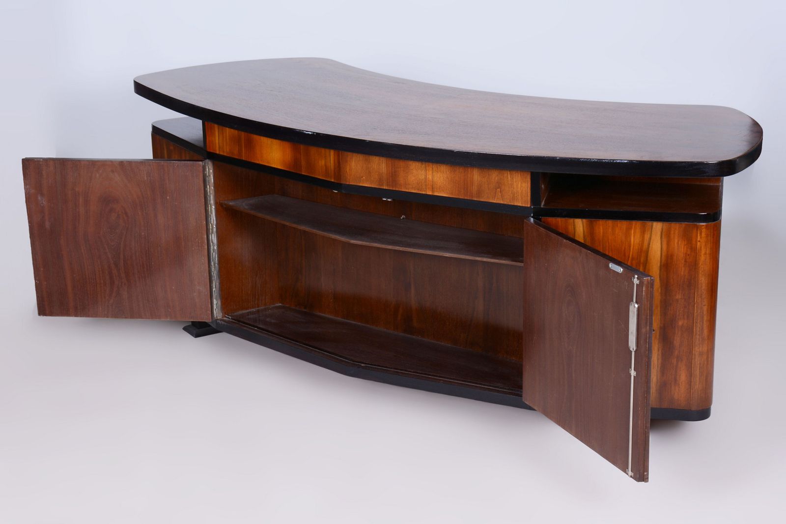 photo vinterior Restored Art Deco Writing Desk, By J. Divíšek, Repolished, Walnut, Czech, 1930s