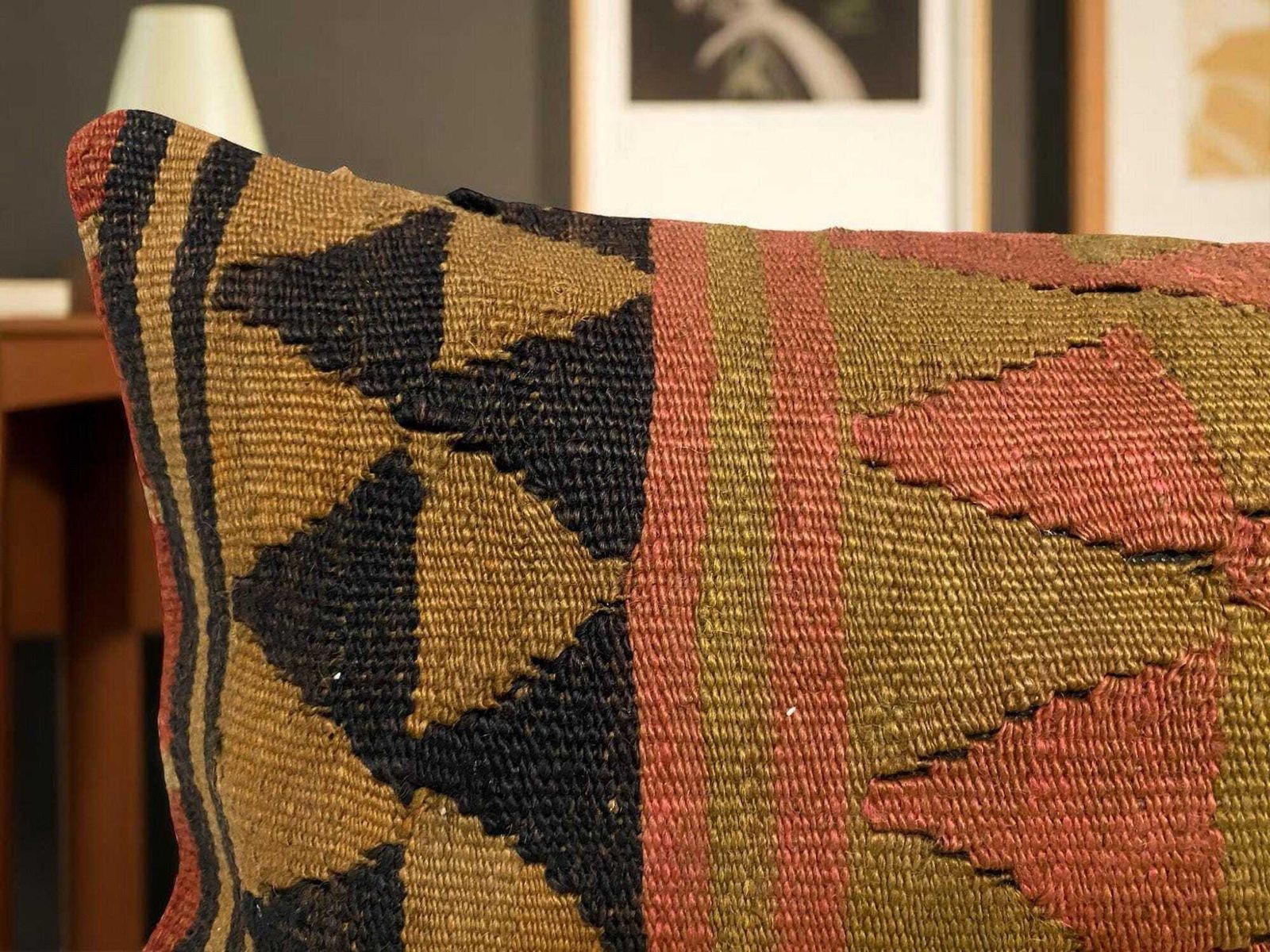 Hand Made Kilim Faced Cushion 12 X 20 Inches, Anatolian Kilim Pillow, Handmade Cushion Cover, Turkish Decor, Home Decor Accent photo Textiles