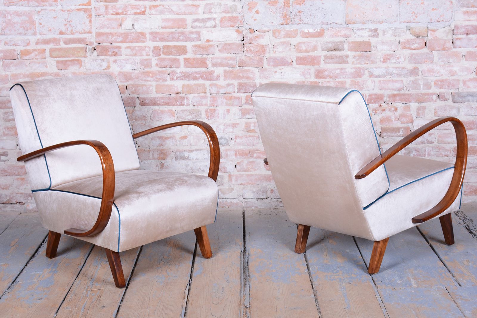 Pair Of Restored Art Deco Armchairs, By J. Halabala, Up Závody, Czech, 1940s photo Furniture