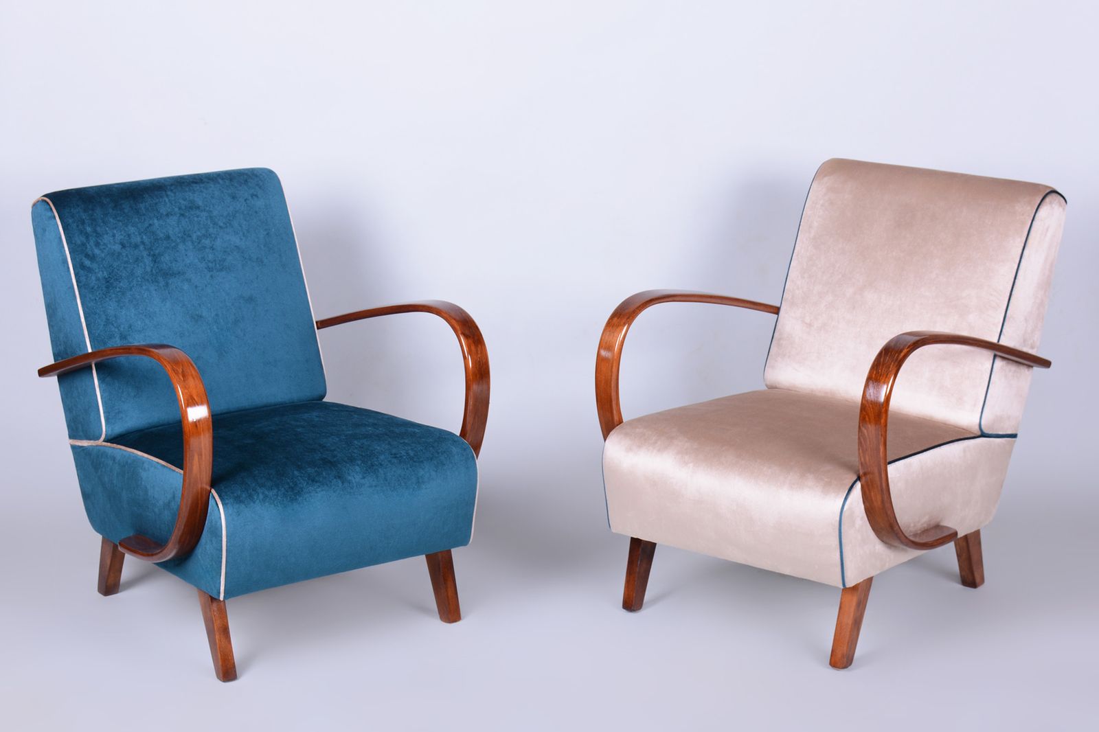 Pair Of Restored Art Deco Armchairs, By J. Halabala, Up Závody, Czech, 1940s photo 1700.0