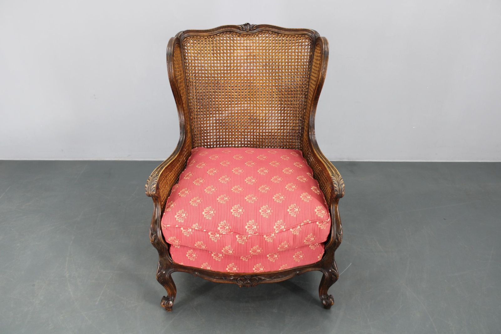 Antique Carved Wing Chair With Cane Sides , Czechoslovakia photo 1803.0