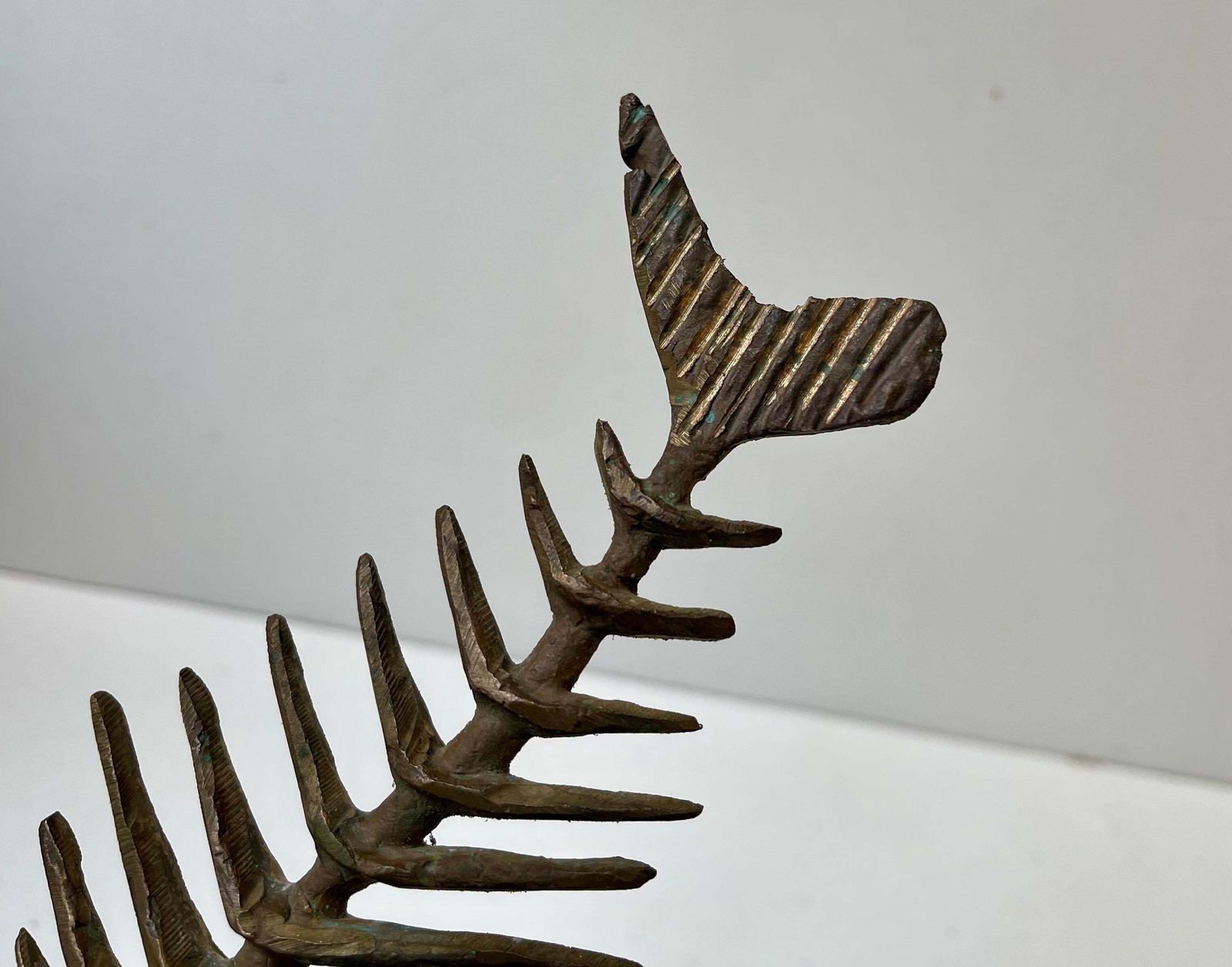 Danish Artist Peder E. Madsen Brutalist Primeval Sword Fish Skeleton In Bronze photo 1297.0