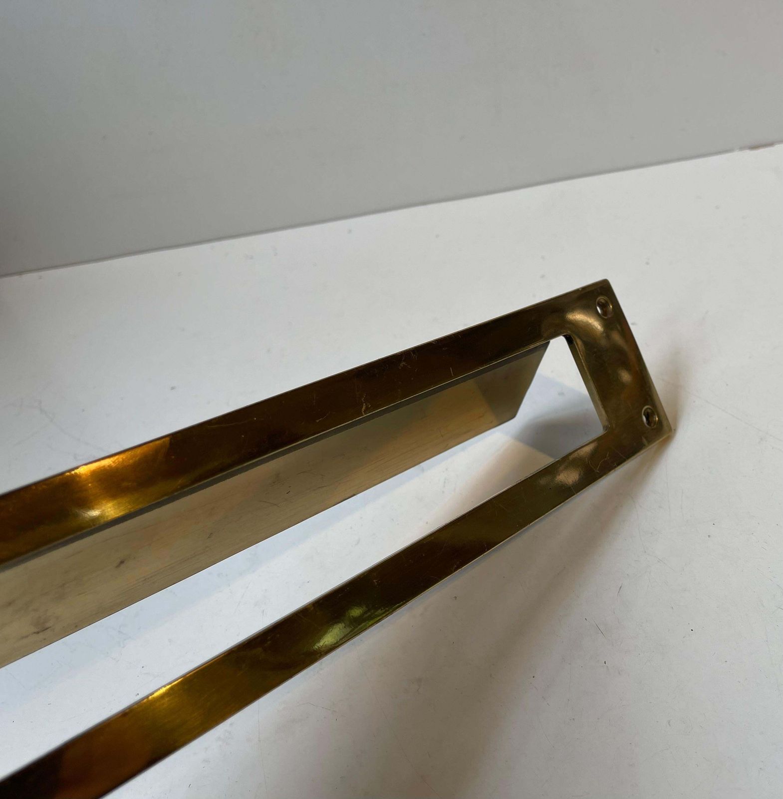 Midcentury Swedish Wide Brass Door Letter Slot   Plate By Gamleby Norden photo for sale