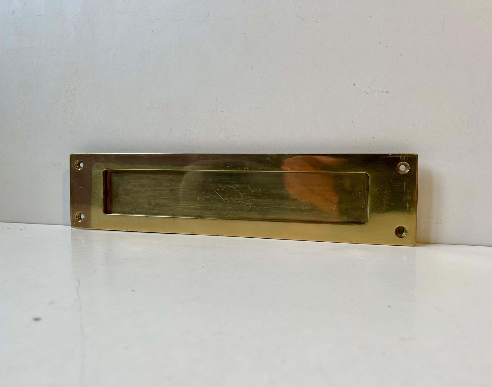 Midcentury Swedish Wide Brass Door Letter Slot   Plate By Gamleby Norden photo Home Fixtures