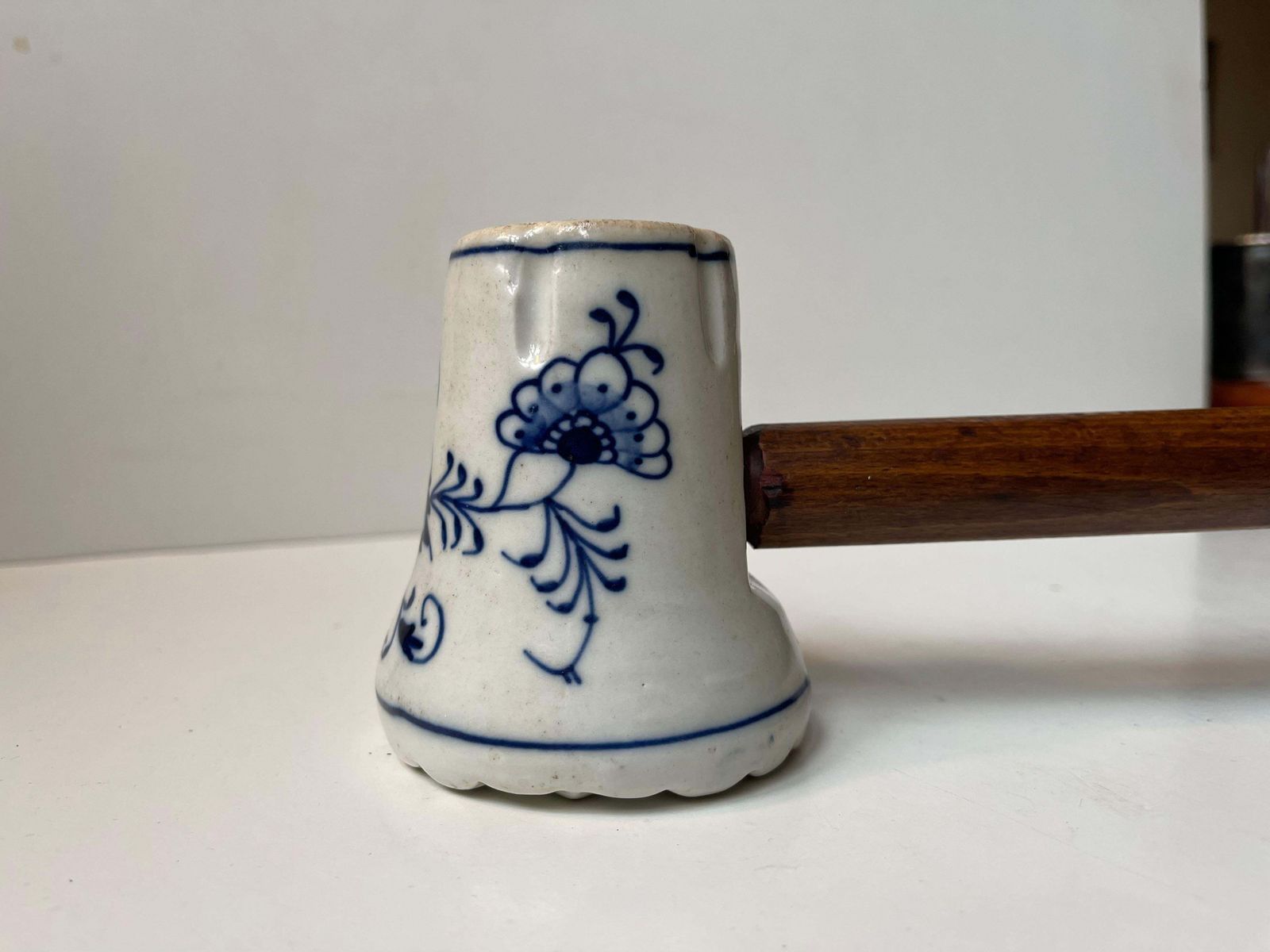 Antique German Porcelain Meat Hammer In Meissen Blue Onion photo vintage