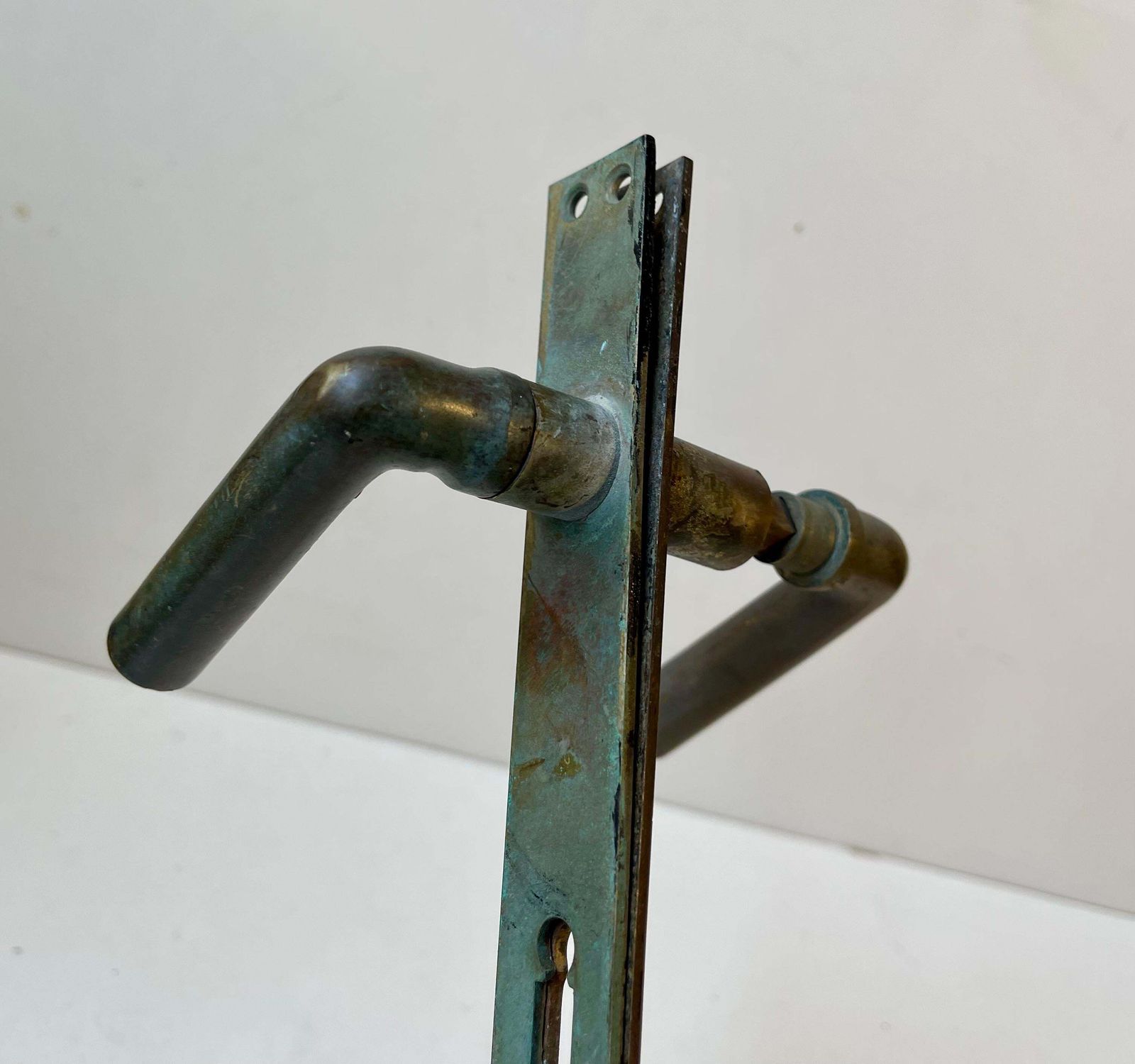 Scandinavian Bauhaus State Building Door Handles In Brass, 1930s, 6 Sets photo vintage