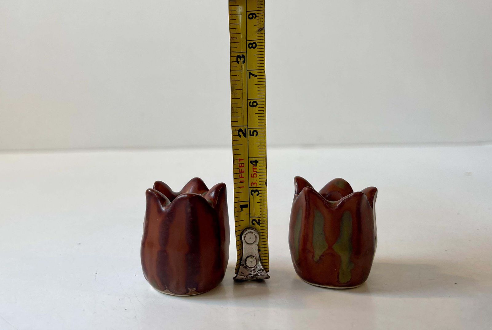 Glazed Rose Bud Candleholders In Stoneware By Eva Staehr Nielsen For Saxbo, 1950 photo buy