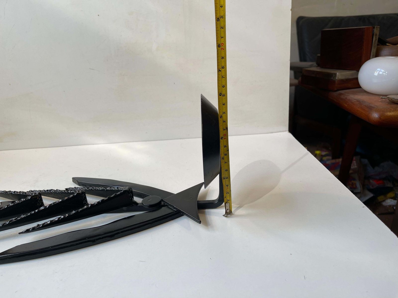 photo furniture Sculptural Brutalist Iron & Green Glass Wall Candle Lamp By Dantoft, 1970s
