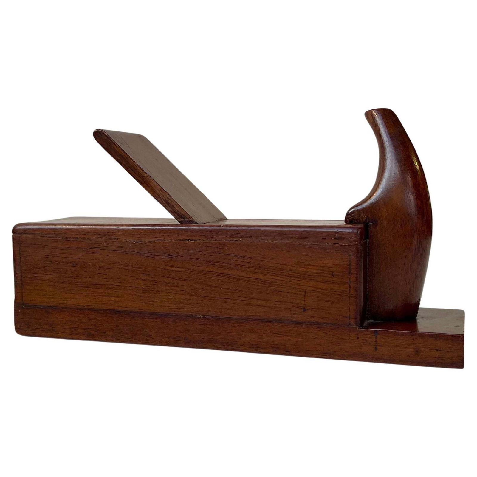 Antique Oak Snuff Box In The Form Of A Woodworking Plane