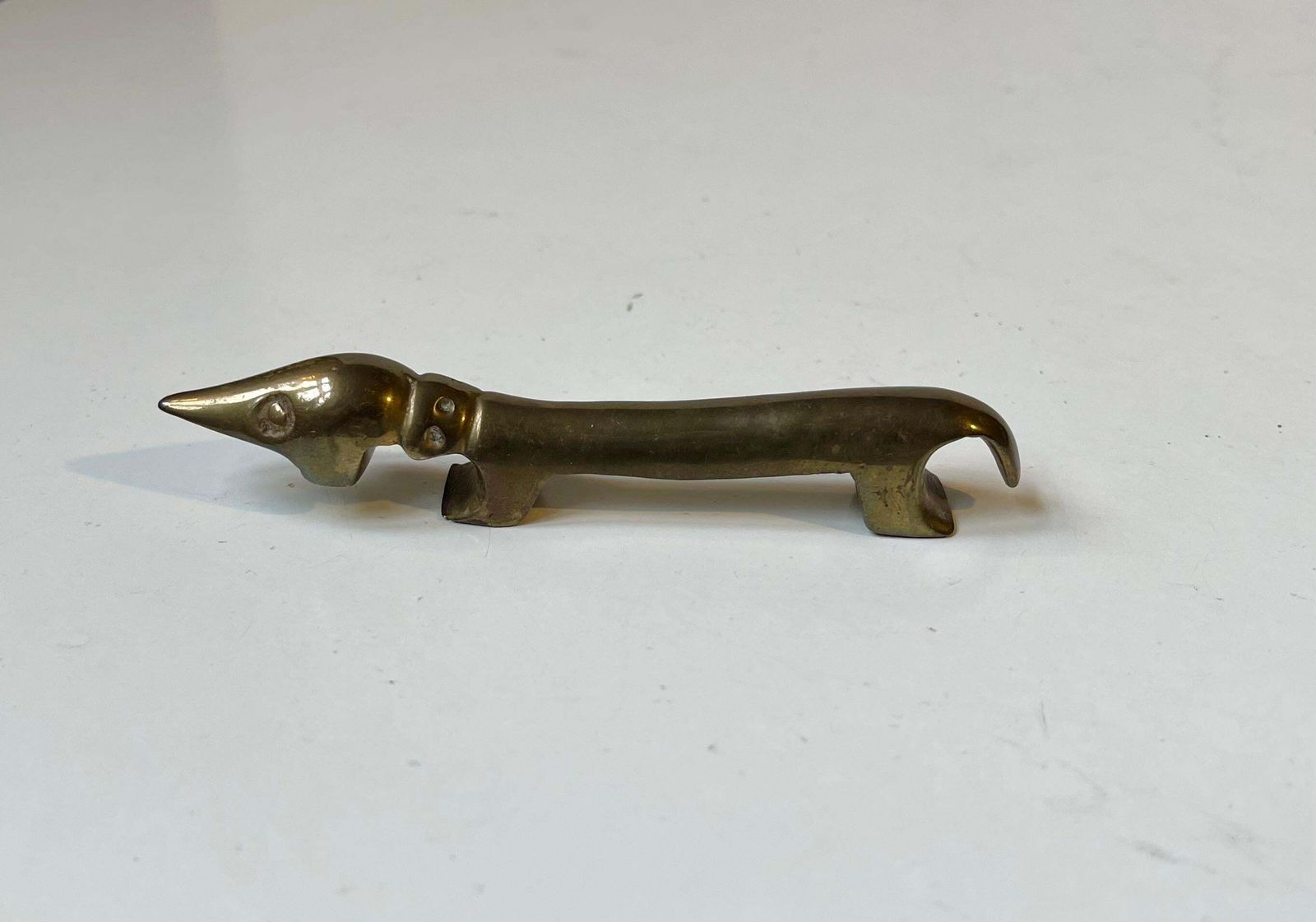 "Noodle" Dachshund Brass Dog Bottle Opener By Bosse Vienna Austria, 1950s photo furniture