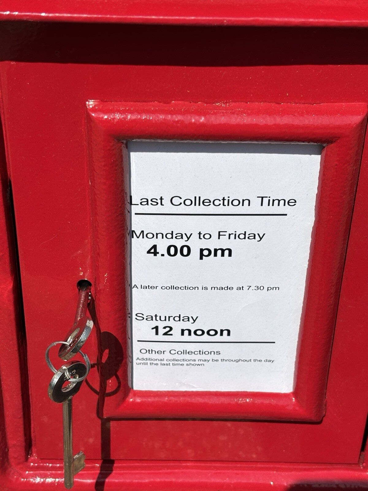 Post Box. Finished In A Bright Red, Comes With 2 Keys. photo vinterior