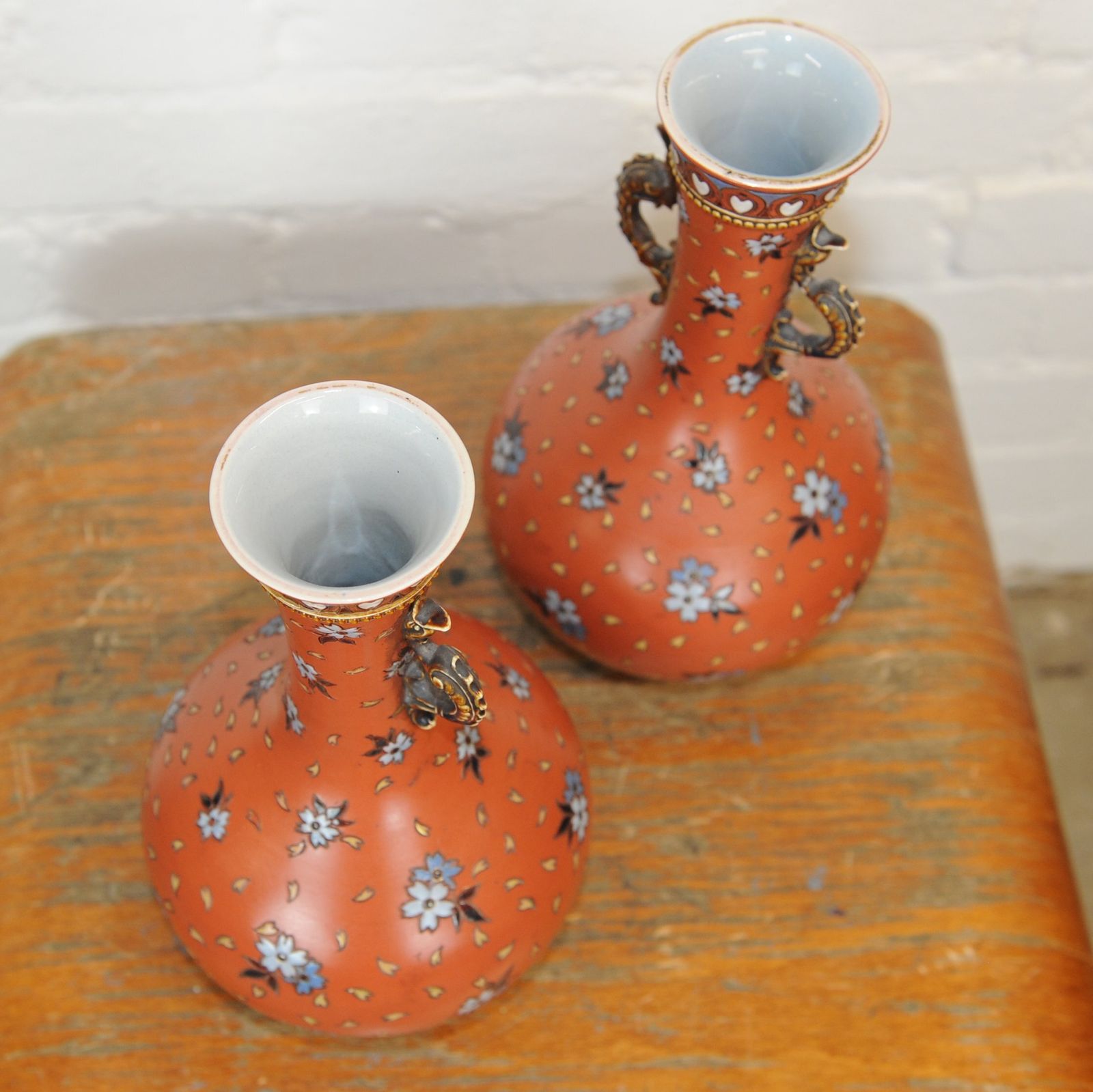 Pair Of Large Vases By Villeroy & Boch Mettlac, 1889, Set Of 2 photo vinterior