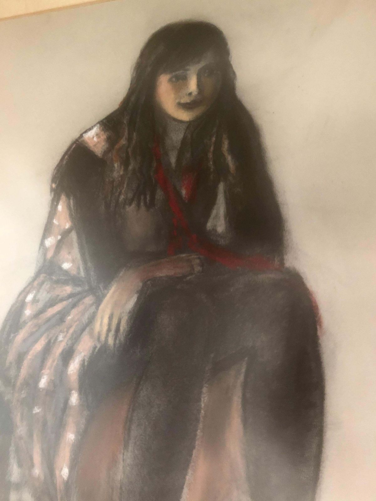 Rafael Duran Benet Sit Woman Pastel Drawing 1979 photo buy