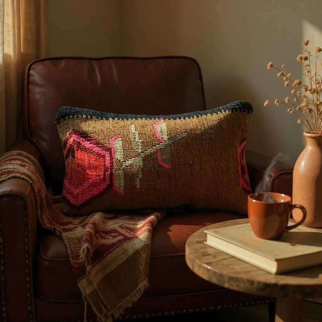 Hand Made Kilim Faced Cushion 12 X 20 Inches, Anatolian Kilim Pillow, Handmade Cushion Cover, Turkish Decor, Home Decor Accent