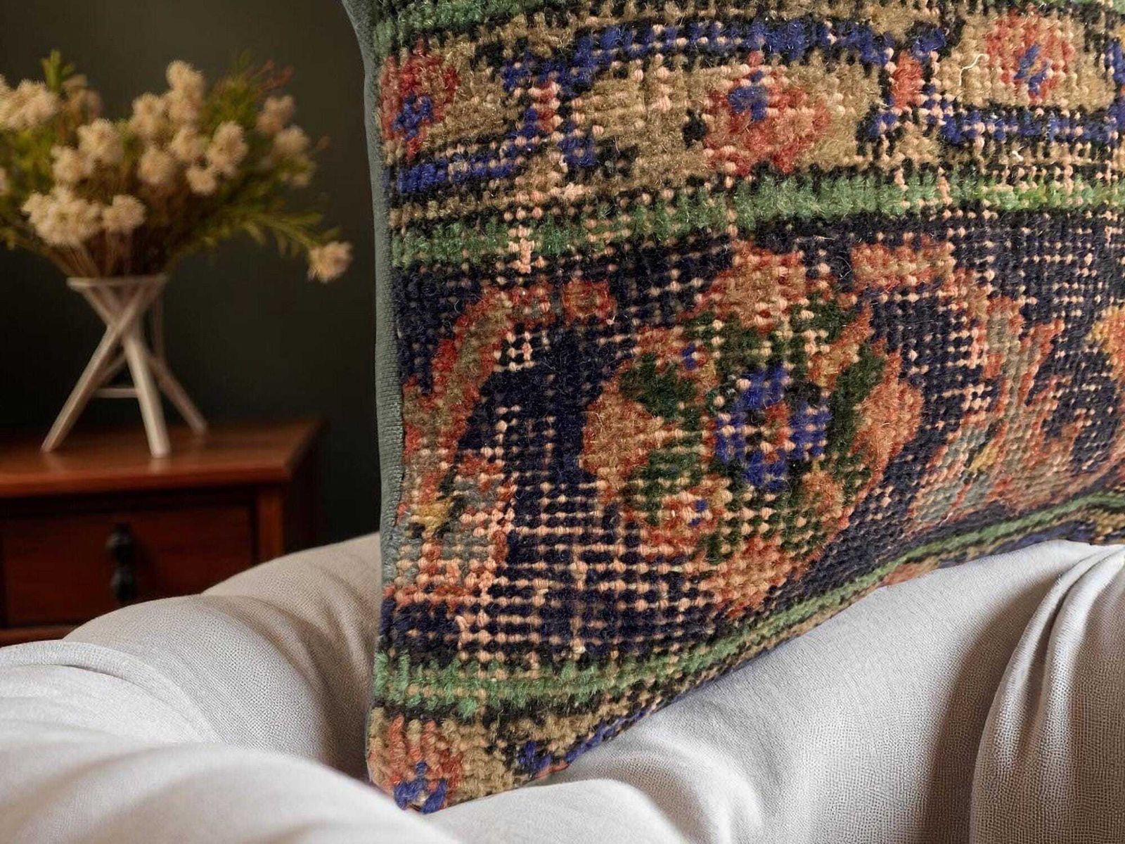 Hand Made Kilim Faced Cushion 16 X 16 Inches, Anatolian Kilim Pillow, Handmade Cushion Cover, Turkish Decor, Home Decor Accent photo 96.0