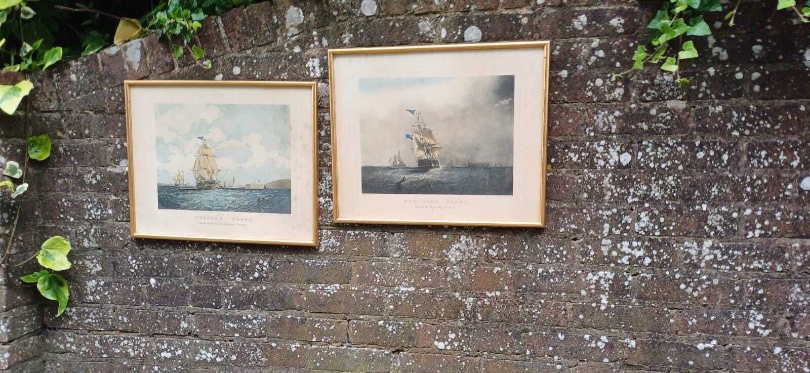 Antique Framed Maritime Art Prints By S. Walters – “Homeward Bound” & “Outward Bound”, Liverpool, Framed Nautical Scenes, Victorian Era photo furniture