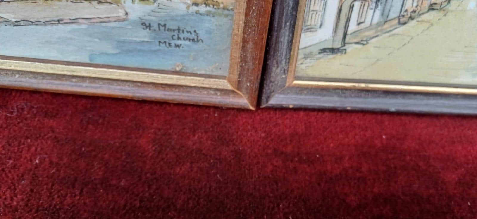 Set Of 3 Small Watercolours By Madge E. White Mbe – English Village Scenes, Brasted, Westerham, Kent (1950s Original Art), Framed photo buy