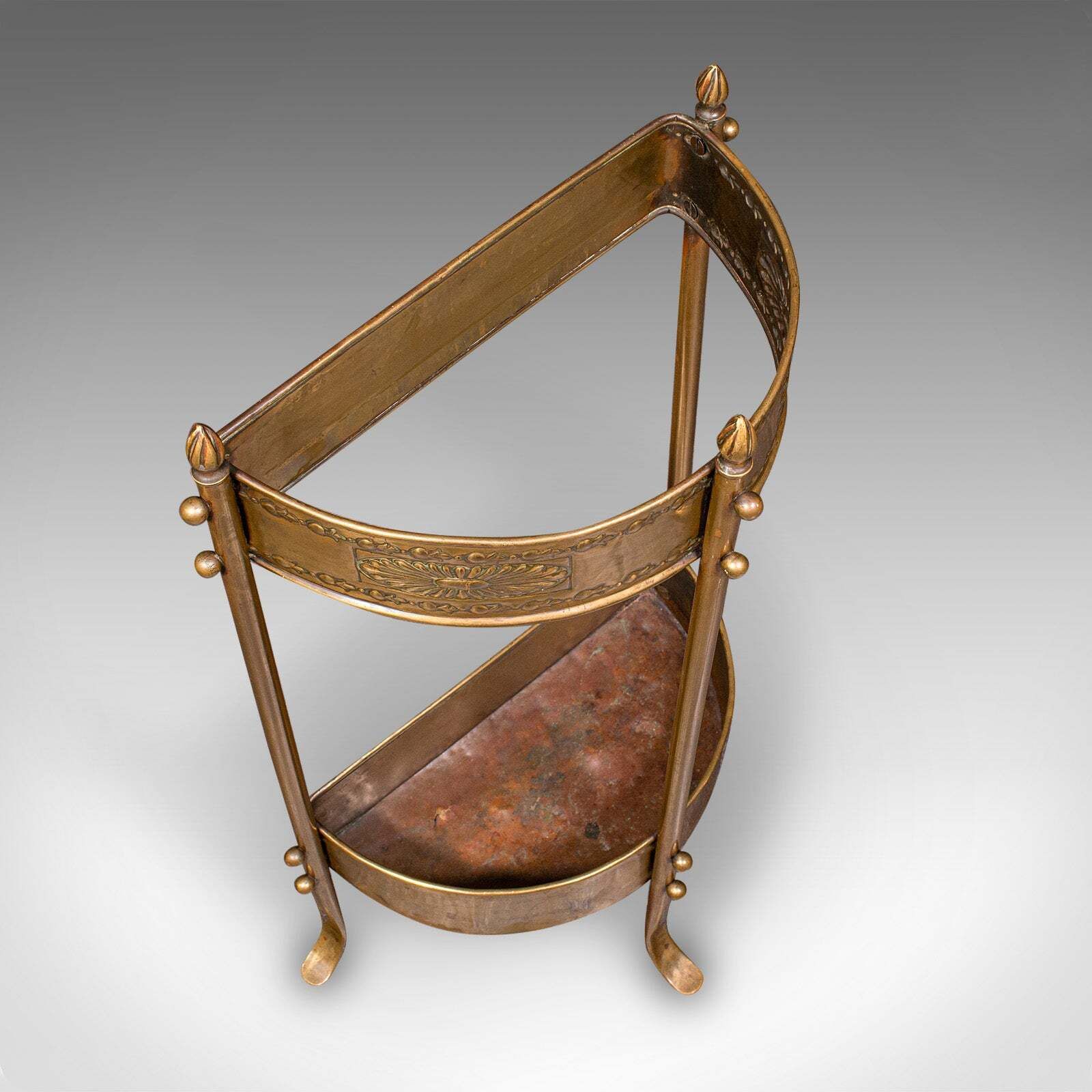 Antique Demi Lune Stick Loop, English Brass, Hall Stand, Art Nouveau, Victorian photo vinterior