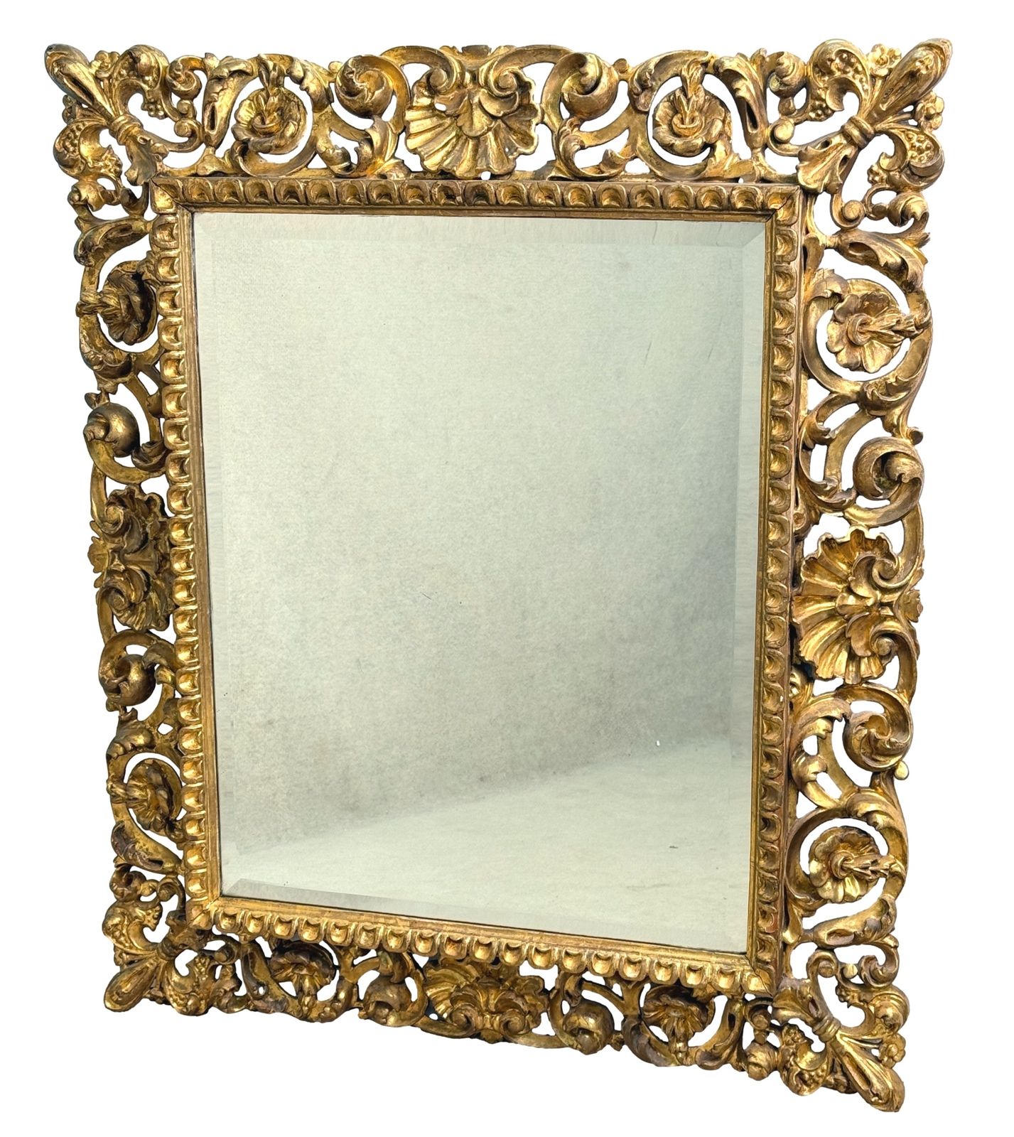 photo furniture 19th Century Rectangular Italian Gilt Wood Wall Mirror (Italy, Circa 1840)