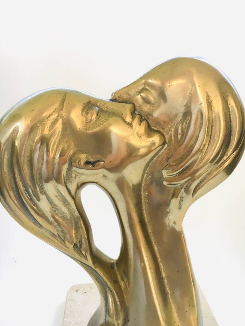 1970's Art Brass Intertwined Male Female Sculpture Statue photo Art