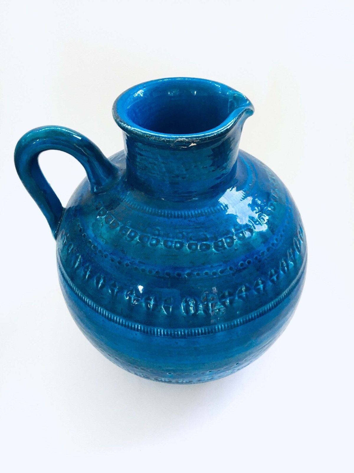 photo buy Vintage Art Ceramics Rimini Blue Ball Decanter Vase By Aldo Londi For Bitossi, Italy 1960's