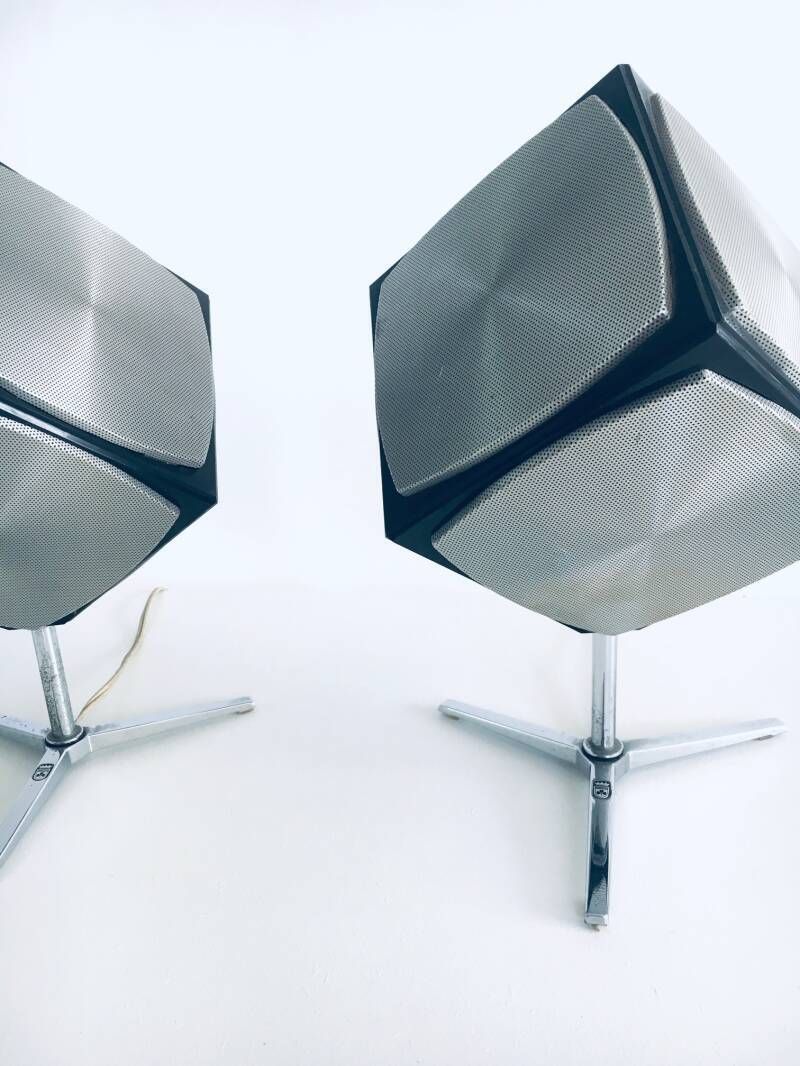 photo furniture Midcentury Modern Space Age Design Audiorama 700 "Cube" Speaker Set By Grundig, 1960's