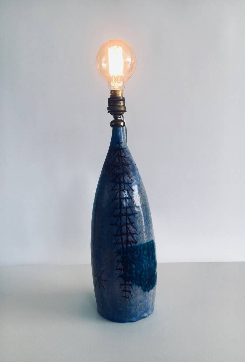 750.0 Midcentury Design Art Studio Ceramic Table Lamp By Cacf Faenza, Italy 1950's photo