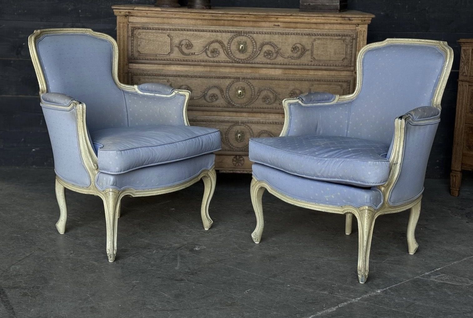 Comfortable Pair French Bergere Arm Chairs photo furniture
