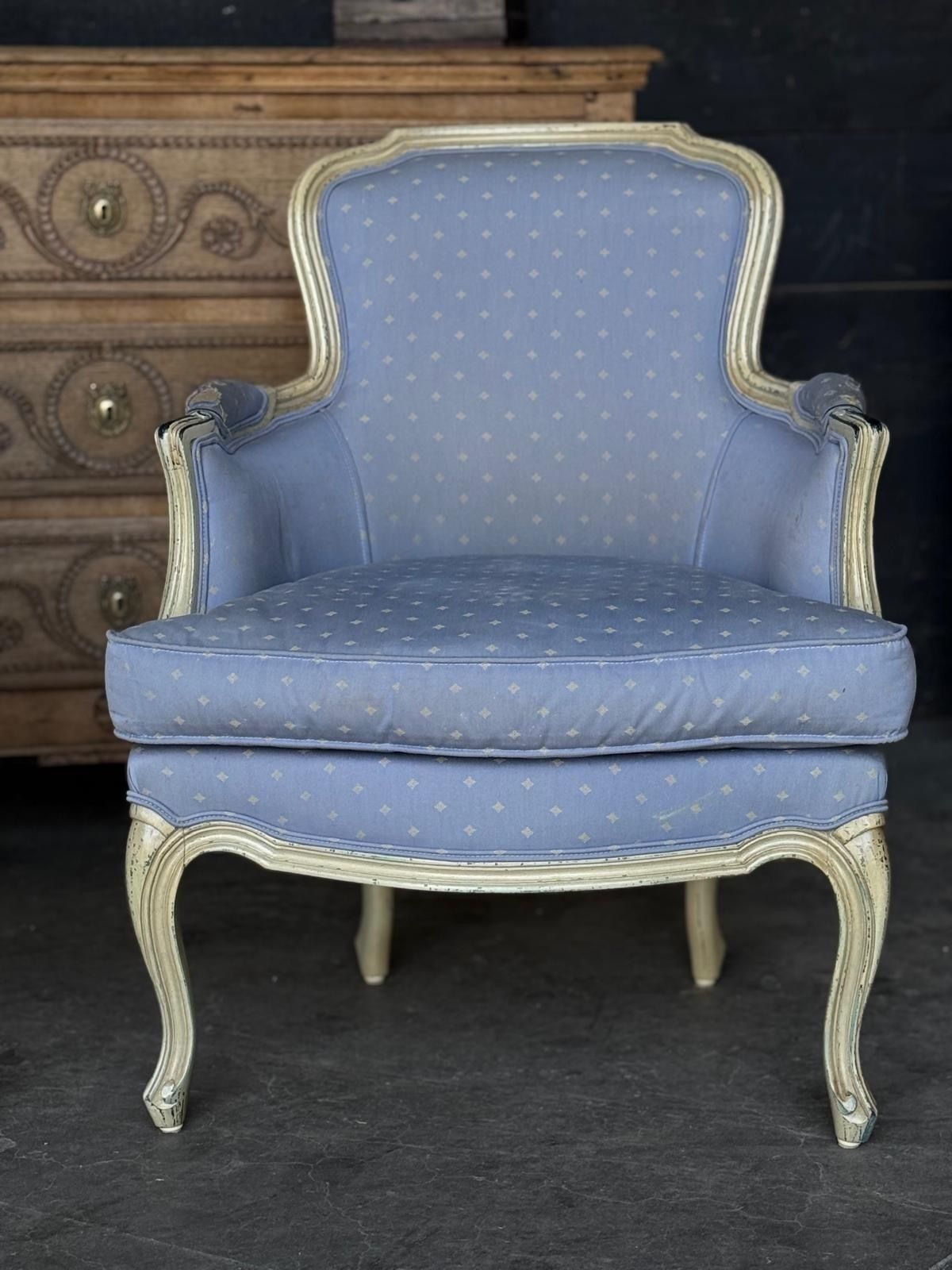 Comfortable Pair French Bergere Arm Chairs photo vintage