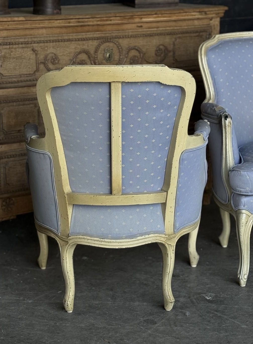photo vintage Comfortable Pair French Bergere Arm Chairs