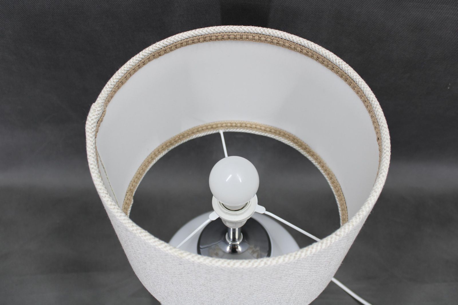 1970s Italian Glass Table Lamp With Boucle Fabric Shade photo 462.0