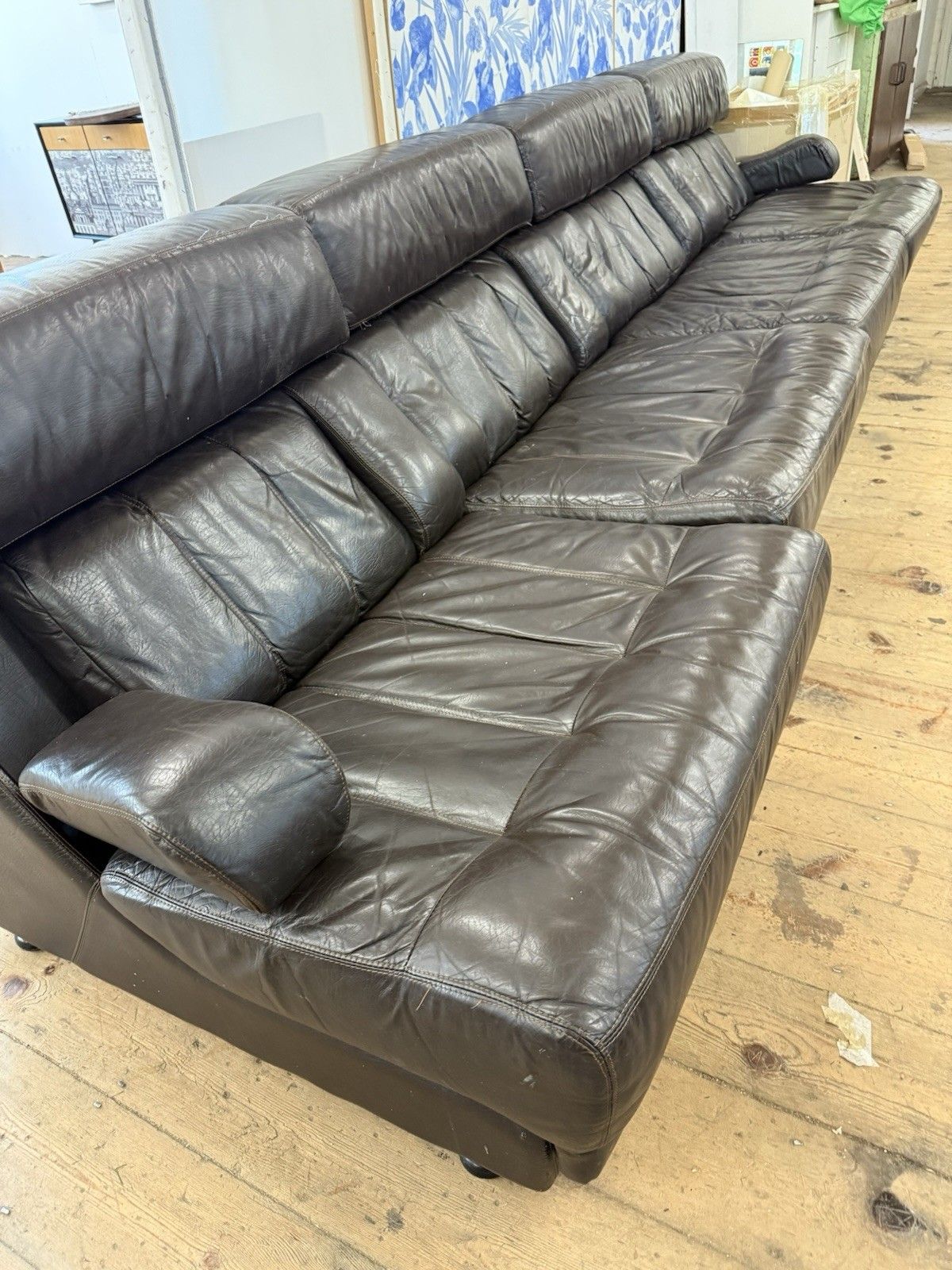 Vintage Modular Leather Sofa Chair Tetrad  1960s 70s Heals Harrods photo for sale